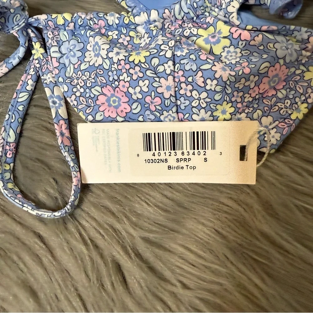 NWT Frankie’s Bikinis Blue Birdie Women’s Underwire Bikini Top Sz S